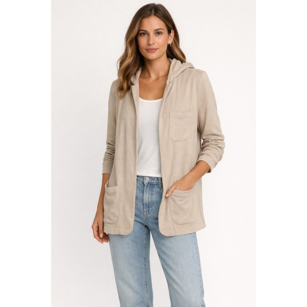 Bleusalt Hooded Cardigan Jacket Camel OO/XXS Neutral Quiet Luxury Cottagecore